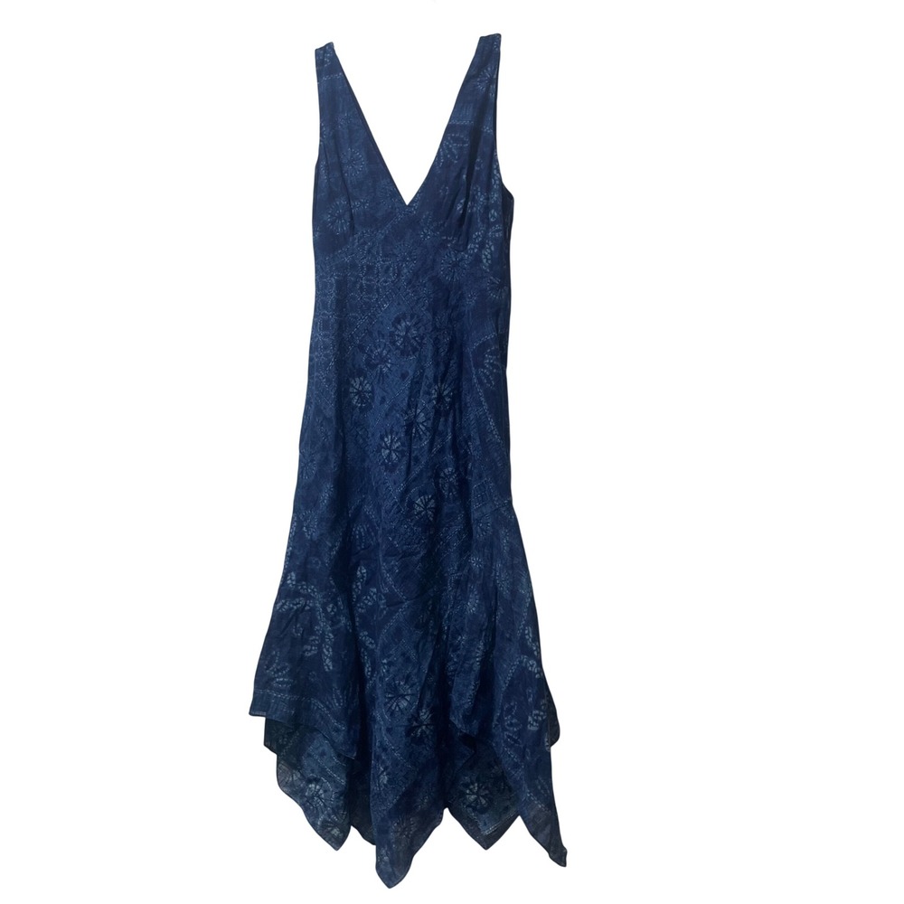 Polo Ralph Lauren Blue Batik Bandana Print Handkerchief Hem Cotton Dress 2